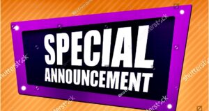 SPECIAL ANNOUNCEMENT